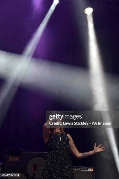 Rebecca MacIntyre of Marmozets performs during day three of Leeds Festival in Bramham Park, Leeds.