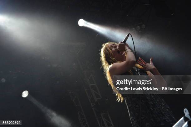 Rebecca MacIntyre of Marmozets performs during day three of Leeds Festival in Bramham Park, Leeds.