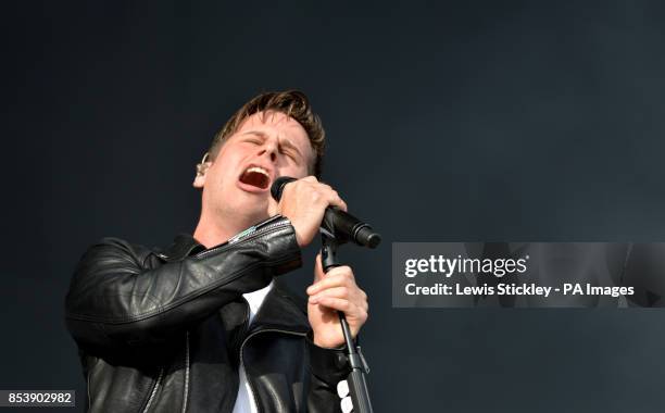 Mark Foster of Foster The People performs during day three of Leeds Festival in Bramham Park, Leeds.