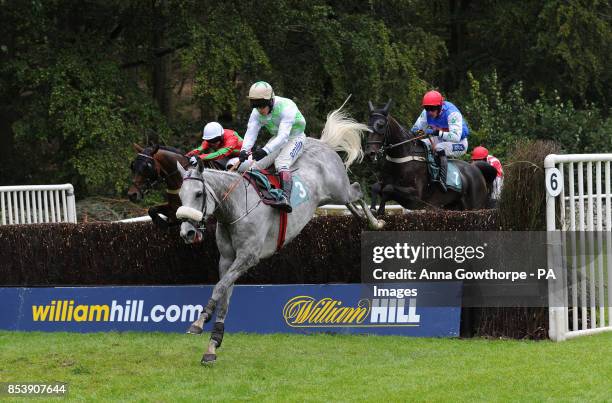 Balbriggan ridden by Richard Johnson on their way to victory in the Miller Howe Cavendish Cup at Cartmel Racecourse, Cartmel, Cumbria.