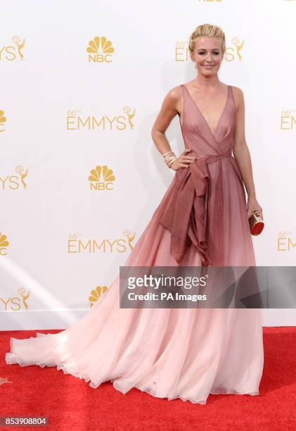 Cat Deeley arriving at the EMMY Awards 2014 at the Nokia Theatre in Los Angeles, USA.