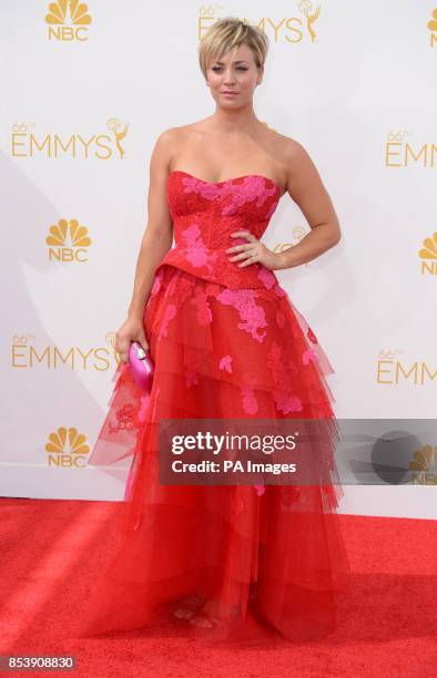 Kaley Cuoco-Sweeting arriving at the EMMY Awards 2014 at the Nokia Theatre in Los Angeles, USA.