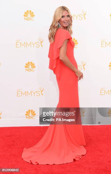 Heidi Klum arriving at the EMMY Awards 2014 at the Nokia Theatre in Los Angeles, USA.