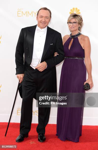 Kevin Spacey and Ashleigh Banfield arriving at the EMMY Awards 2014 at the Nokia Theatre in Los Angeles, USA.