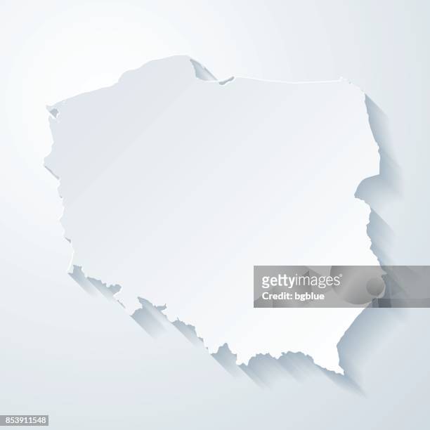 poland map with paper cut effect on blank background - poland stock illustrations