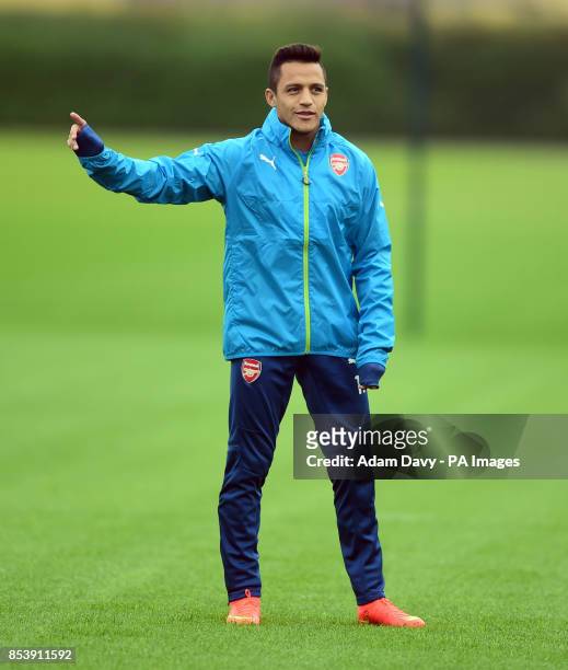 Arsenal's Alexis Sanchez during a training session at London Colney, Hertfordshire.