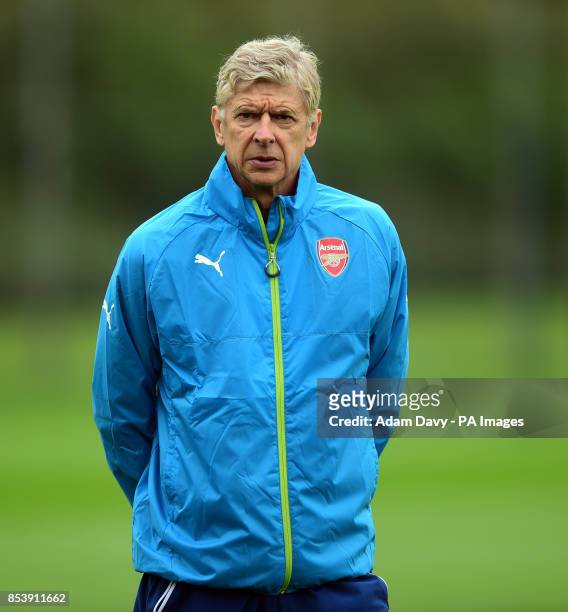 Arsenal's Manager Arsene Wenger during a training session at London Colney, Hertfordshire.