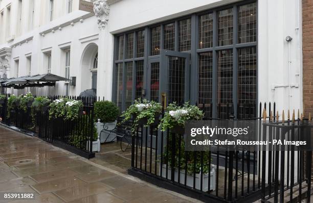 View of the Dean Street Townhouse in Soho, central London, a Georgian four-storey hotel, as police were called at 3.05am today after two men, said to...
