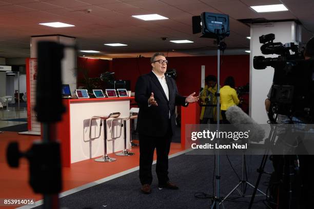 Deputy Leader of the Labour Party Tom Watson is interviewed by a TV crew on the third day of the Labour Party conference on September 26, 2017 in...