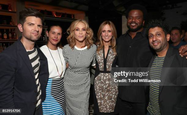 Adam Scott, Naomi Scott, Ally Walker, Fox Television Group Chairman and CEO Dana Walden, Craig Robinson and Adeel Akhtar attends the FOX Fall Party...