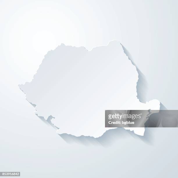 romania map with paper cut effect on blank background - romania stock illustrations