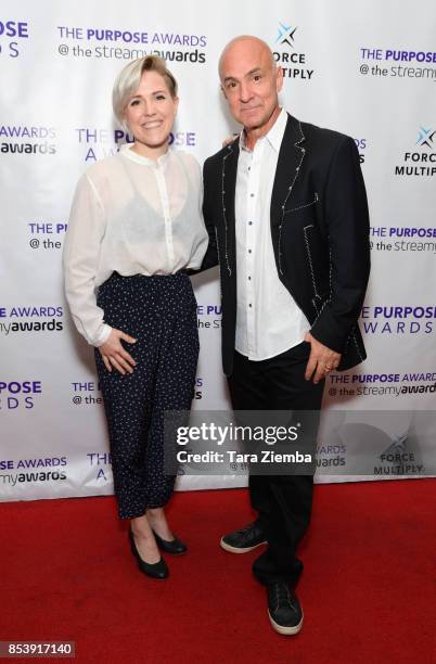 Hannah Hart and The Purpose Awaards founder Lou Raiola attend The Purpose Awards at The Conga Room at L.A. Live on September 25, 2017 in Los Angeles,...