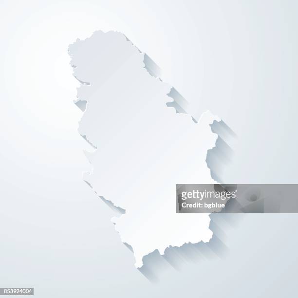 serbia map with paper cut effect on blank background - serbia map stock illustrations