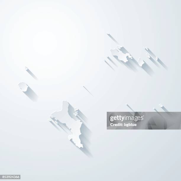 seychelles map with paper cut effect on blank background - seychelles stock illustrations