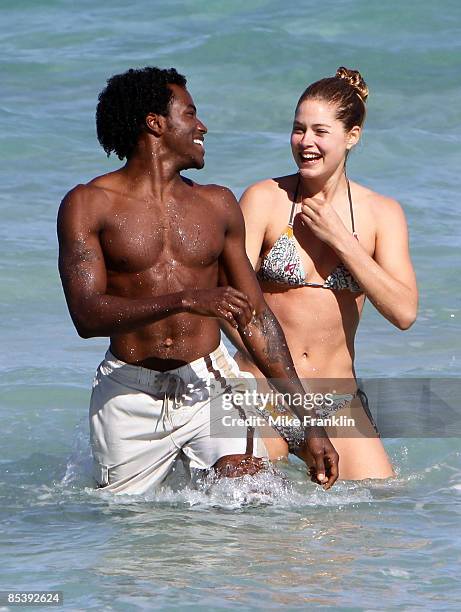 Victoria's Secret model Doutzen Kroes and DJ Ruckus are seen on March 9, 2009 in Miami Beach, Florida.