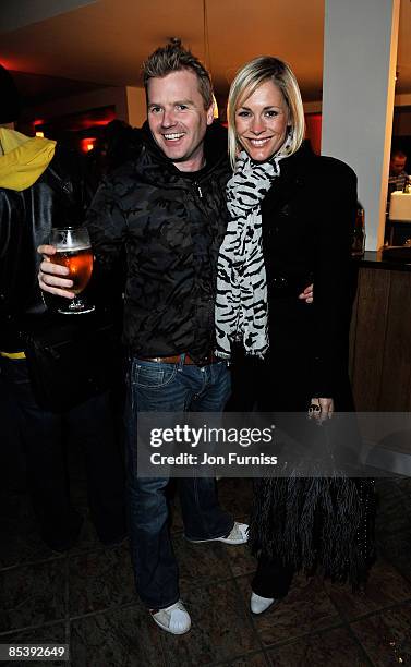 Jenni Falconer and partner James Midgley attend the opening of the new ride 'SAW - The Ride' at Thorpe Park on March 11, 2009 in London, England....