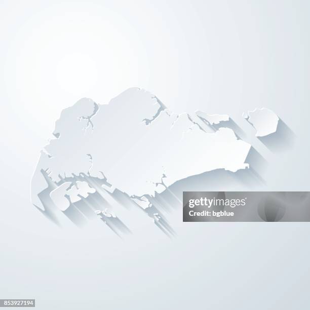 singapore map with paper cut effect on blank background - singapore stock illustrations