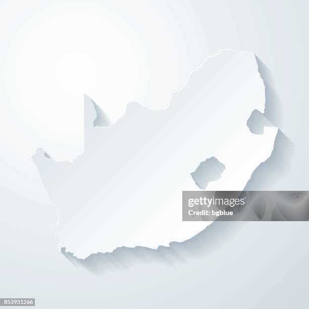 south africa map with paper cut effect on blank background - south africa border stock illustrations