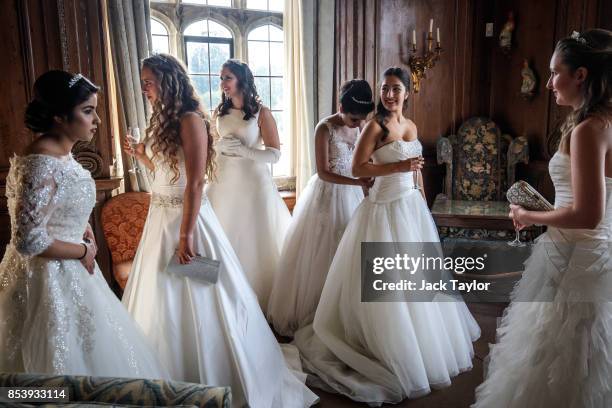 Debutantes gather at Leeds Castle during the Queen Charlotte's Ball on September 09, 2017 in Maidstone, England. The Season in Britain today loosely...