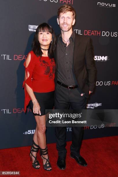 Actress Suzanne Whang and musician Jeff Vezain attends the premiere of Novus Content's "Til Death Do Us Part" at The Grove on September 25, 2017 in...