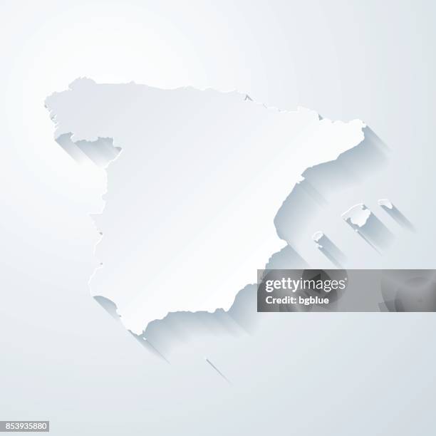 ilustrações de stock, clip art, desenhos animados e ícones de spain map with paper cut effect on blank background - spanish