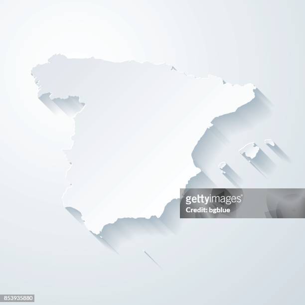 spain map with paper cut effect on blank background - spain stock illustrations