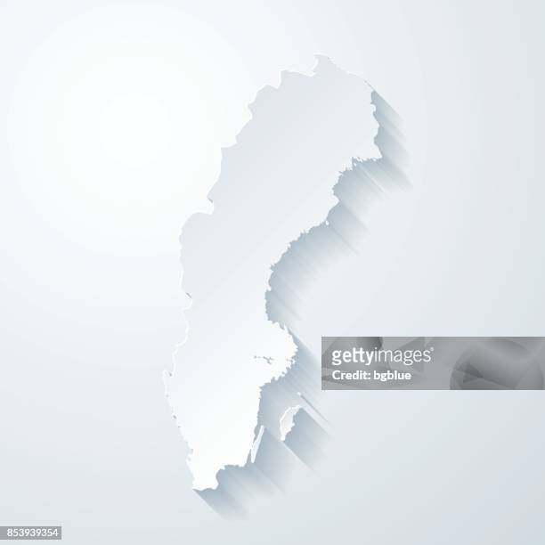schweden karte mit papier geschnitten wirkung auf leeren hintergrund - sweden stock-grafiken, -clipart, -cartoons und -symbole