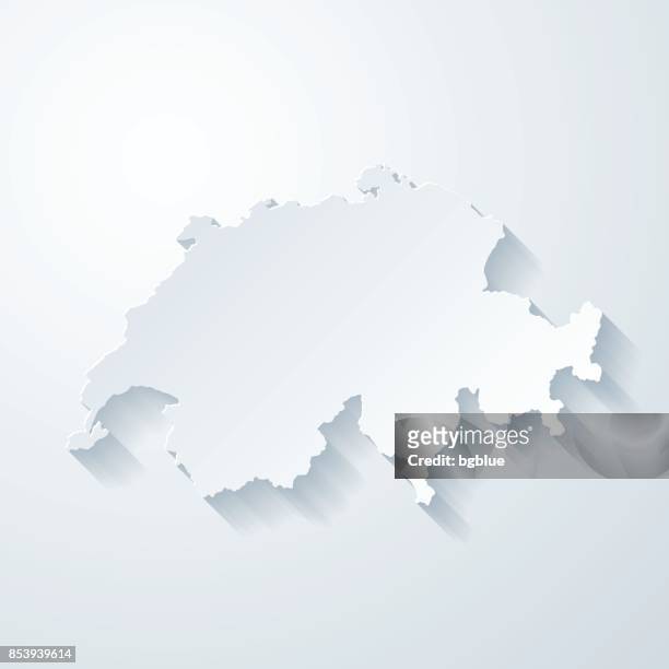 switzerland map with paper cut effect on blank background - switzerland stock illustrations