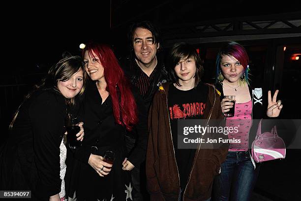 Jonathan Ross and Family daughter Honey Kinny, wife Jane Goldman, son Harvey Kirby and daughter Betty Kitten attends the opening of the new ride 'SAW...