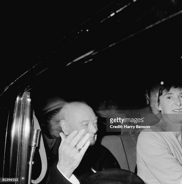 Former British Prime Minister Winston Churchill arriving for a visit to Harrow School, Middlesex, 10th November 1960. Churchill was a pupil at the...