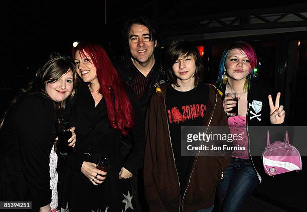 Jonathan Ross and Family daughter Honey Kinny, wife Jane Goldman, son Harvey Kirby and daughter Betty Kitten attends the opening of the new ride 'SAW...