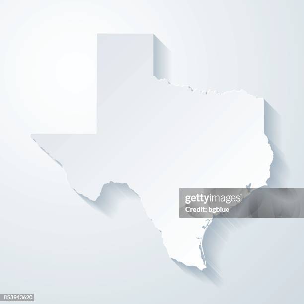 texas map with paper cut effect on blank background - texas outline stock illustrations