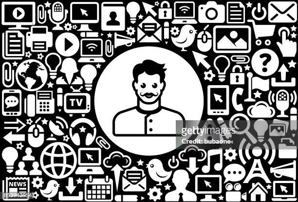 man's face portrait  icon black and white internet technology background - black face vector stock illustrations