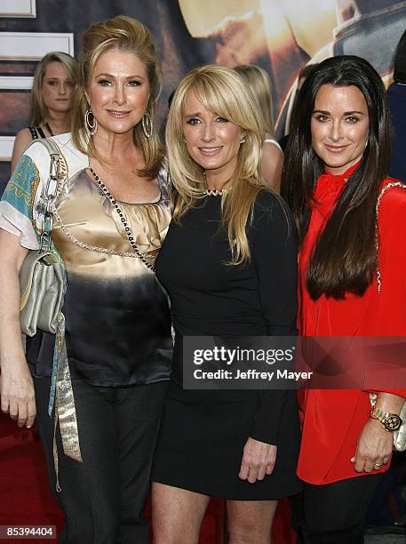 Kathy Hilton, Actresses Kim Richards and Kyle Richards arrive at the Los Angeles premiere of "Race To Witch Mountain" at the El Capitan Theatre on...