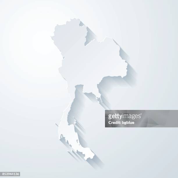 thailand map with paper cut effect on blank background - thailand stock illustrations