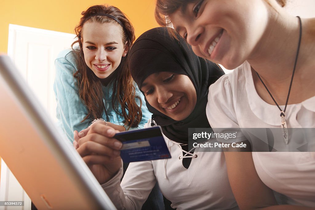 Teenage girls online shopping