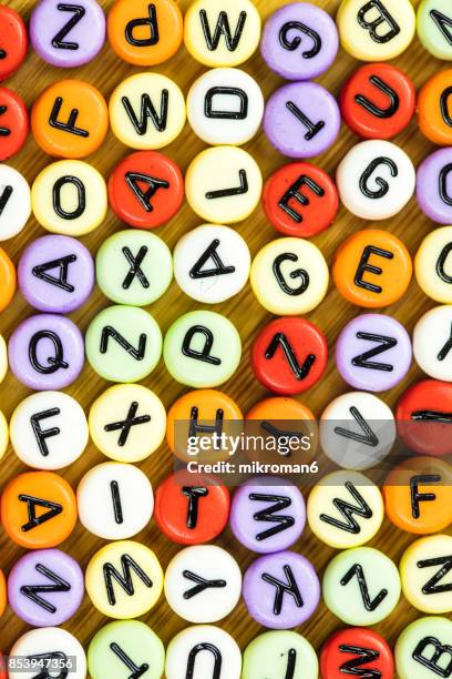 colorful letters of the alphabet. the british alphabet letters - 3 d letters stock-fotos und bilder