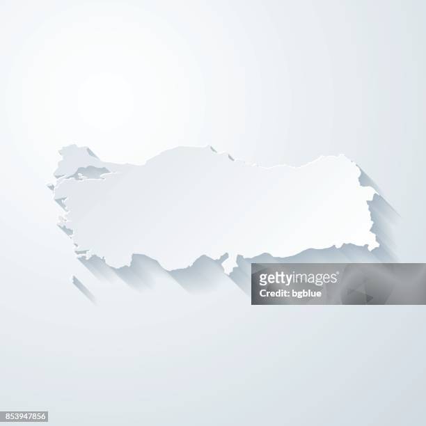 turkey map with paper cut effect on blank background - turkey map stock illustrations