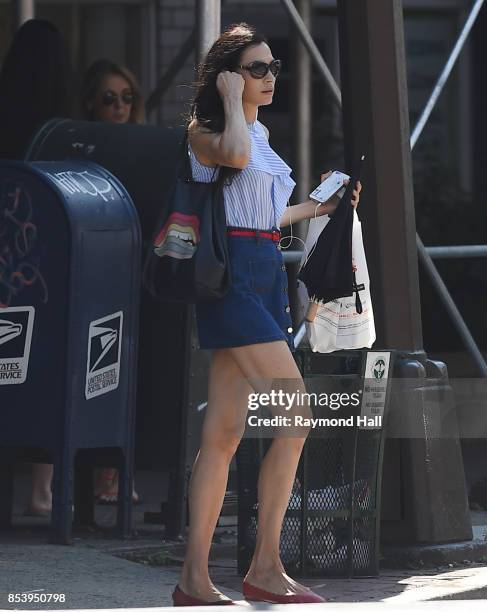 Actress Famke Janssen is seen walking in soho on September 25, 2017 in New York City.