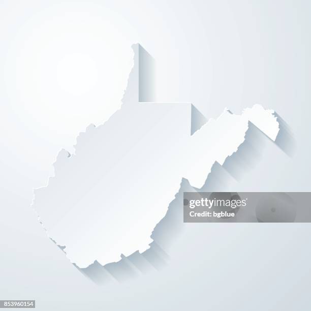 west virginia map with paper cut effect on blank background - west virginia us state stock illustrations