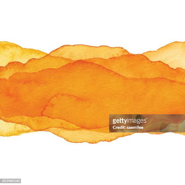 illustrazioni stock, clip art, cartoni animati e icone di tendenza di sfondo onda colore arancione acquerello - acquerello