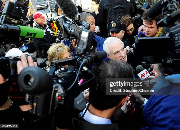 Defrauded investor Bert Ross speaks to the media outside of a Manhattan Federal court after disgraced financier Bernard Madoff was sent by a judge to...