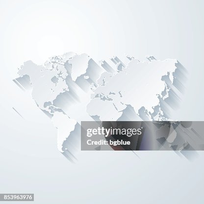 World map with paper cut effect on blank background World map with paper cut effect on blank background