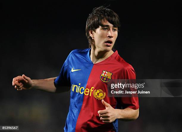 Bojan Krkic of Barcelona during the UEFA Champions League, First knock-out round, second leg match between Barcelona and Lyon at the Camp Nou stadium...