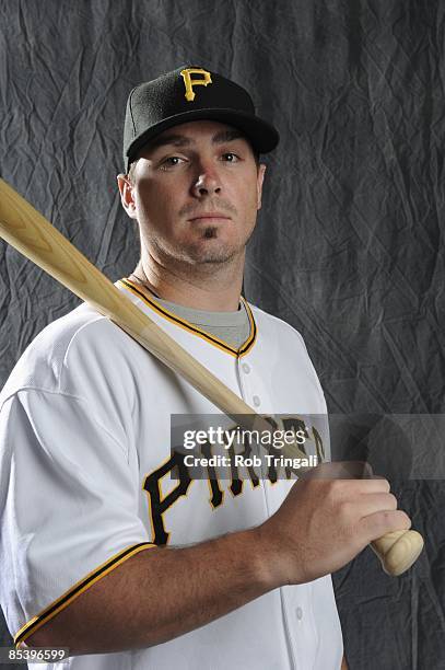 Andy Laroche of the Pittsburgh Pirates poses during photo day at the Pirates spring training complex on February 22, 2009 in Bradenton, Florida.