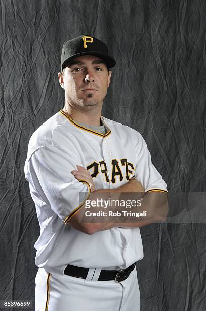 Andy Laroche of the Pittsburgh Pirates poses during photo day at the Pirates spring training complex on February 22, 2009 in Bradenton, Florida.