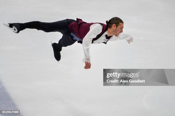 Jason Brown performs for a crowd during the Team USA Media Summit demo event on September 25, 2017 in Park City, Utah.