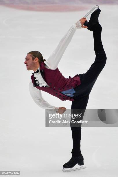 Jason Brown performs for a crowd during the Team USA Media Summit demo event on September 25, 2017 in Park City, Utah.