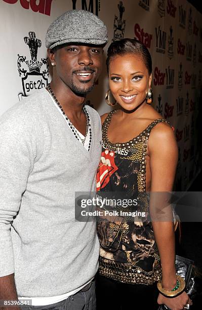 Eva Marcille and fiance Lance Gross arrive to the Star Magazine Celebration of the Young Hollywood Issue at Apple Lounge in West Hollywood, CA on...