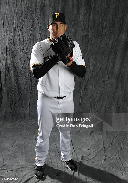 Romulo Sanchez of the Pittsburgh Pirates poses during photo day at the Pirates spring training complex on February 22, 2009 in Bradenton, Florida.